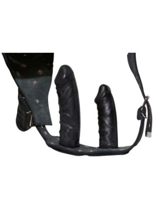 Leather String with 3 Dildos